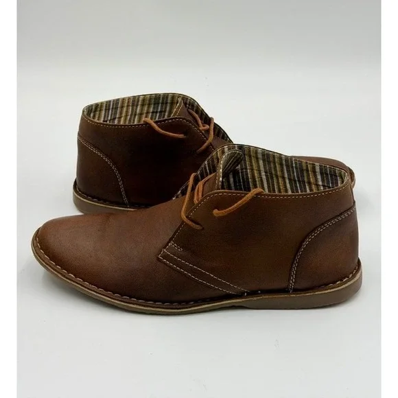 Vito Rossi Mens Brown Leather Chukka Boots Lace Up Casual Fashion Shoes - Picture 1 of 10